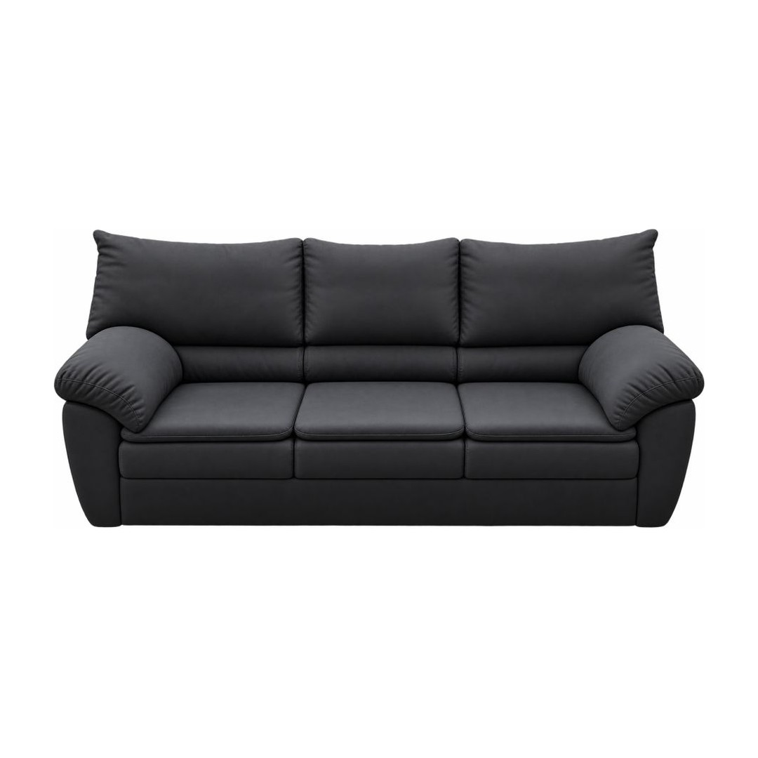 Sofa Maresia pata madera 3 cuerpos cuerotex negro