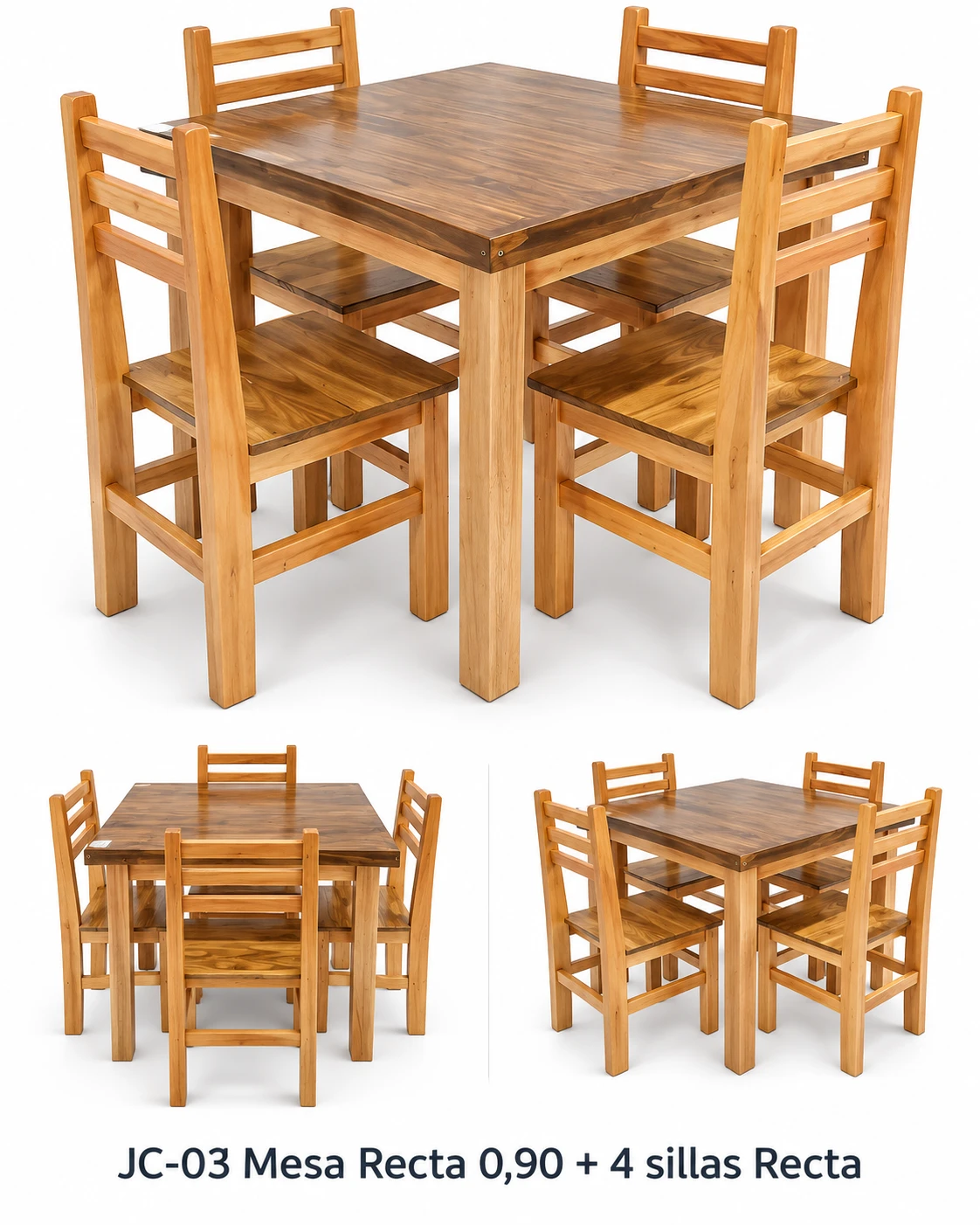 Juego de comedor Mesa Recta 0,90 + 4 sillas