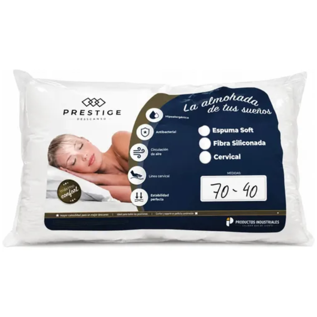 Almohada fibra siliconada 70x40 con tela percal Prestige 925