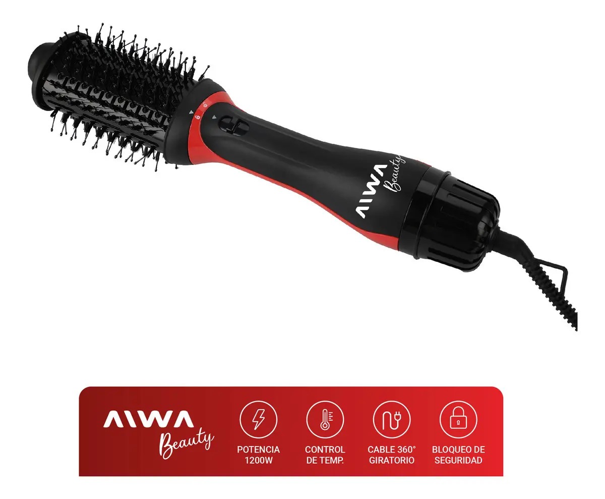 Cepillo secador y moldeador Aiwa. Incluye cabezal concentrador de calor