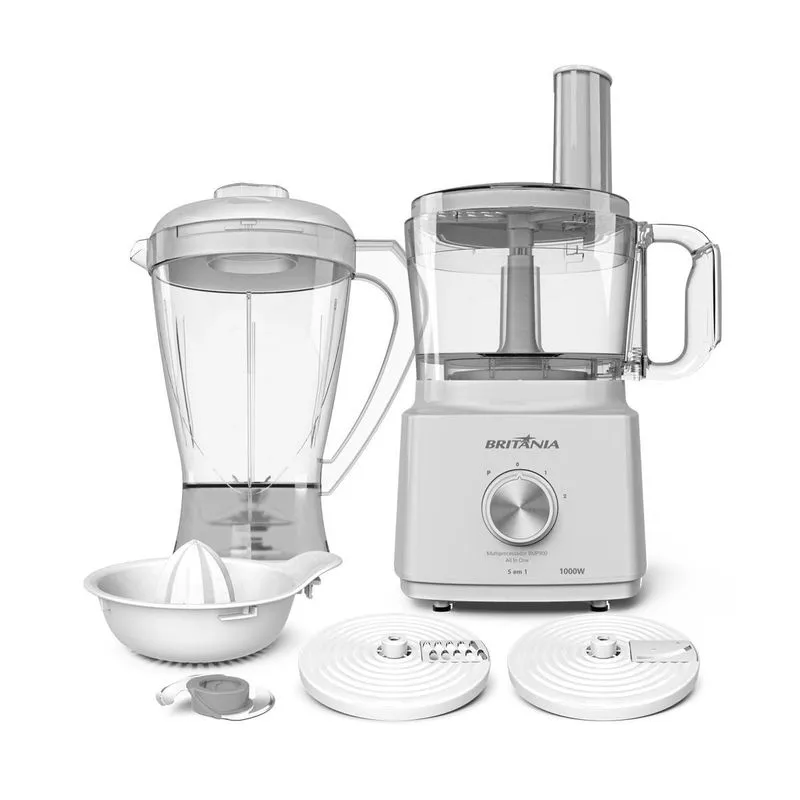 Multiprocesadora Britania blanca 1000w. 5 en 1 BMP900B gtia 6m.