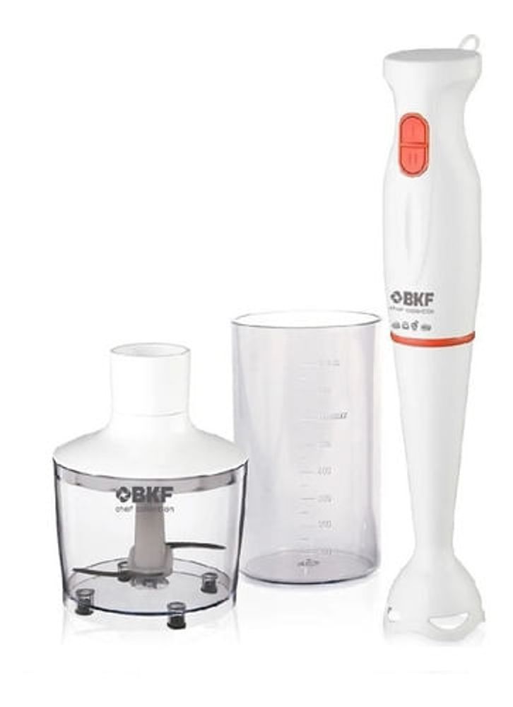 Licuadora de mano BKF 300w. con acc. picador con vaso y vaso medidor gtia 6m.