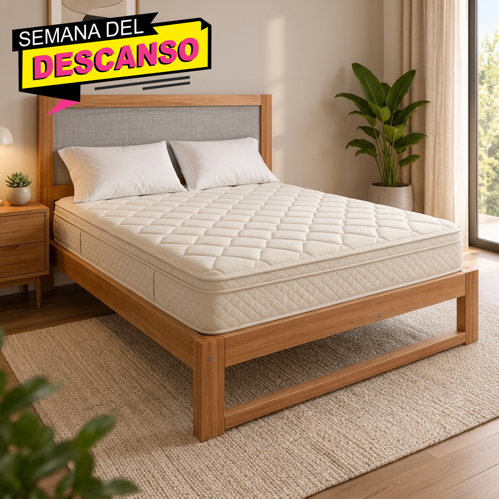 Cama Lola con respaldo 2 plazas euca