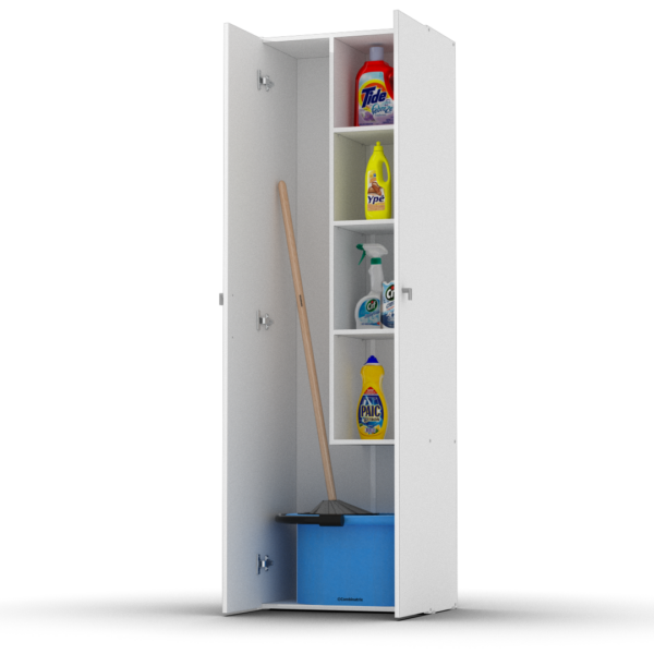 Mueble escobero para mopa 2p. blanco Dielfe