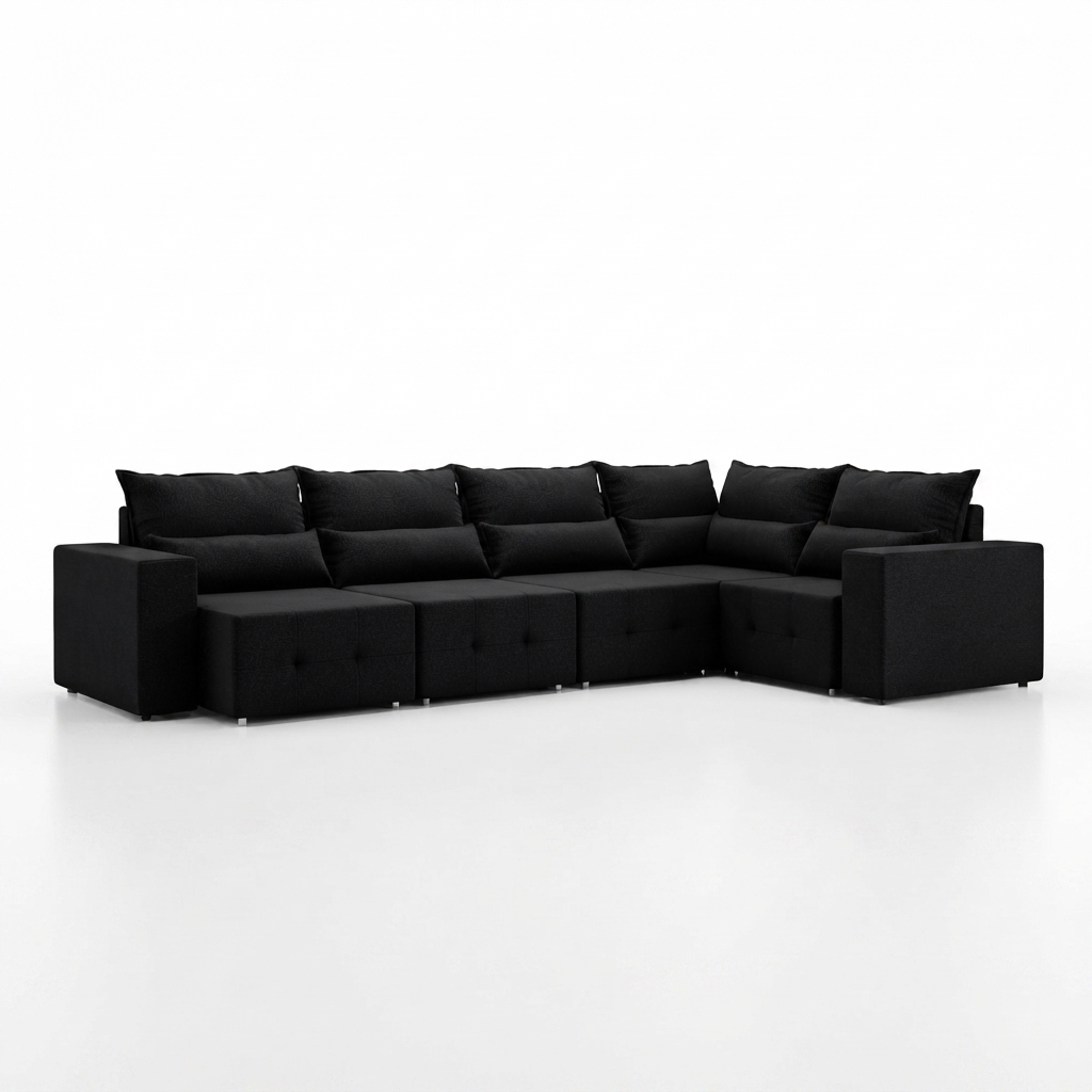 Esquinero California 5 cuerpos negro reclinable