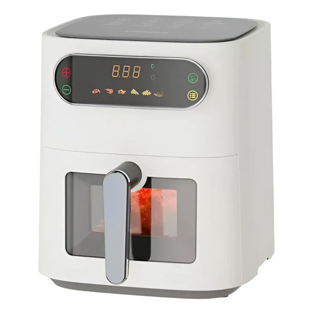 Freidora de aire Embassy 5.5lts con panel digital color  blanca gtia 6m.