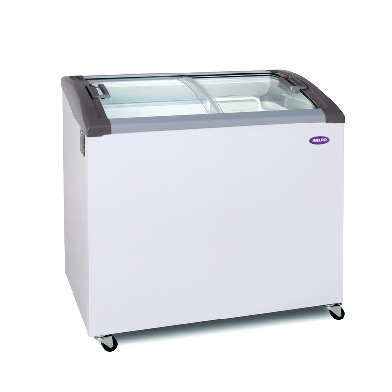 Freezer Exhibidor Inelro horizontal 211lts FIH270 PI PLUS blanco tapa de vidrio curvo gtia 12m.