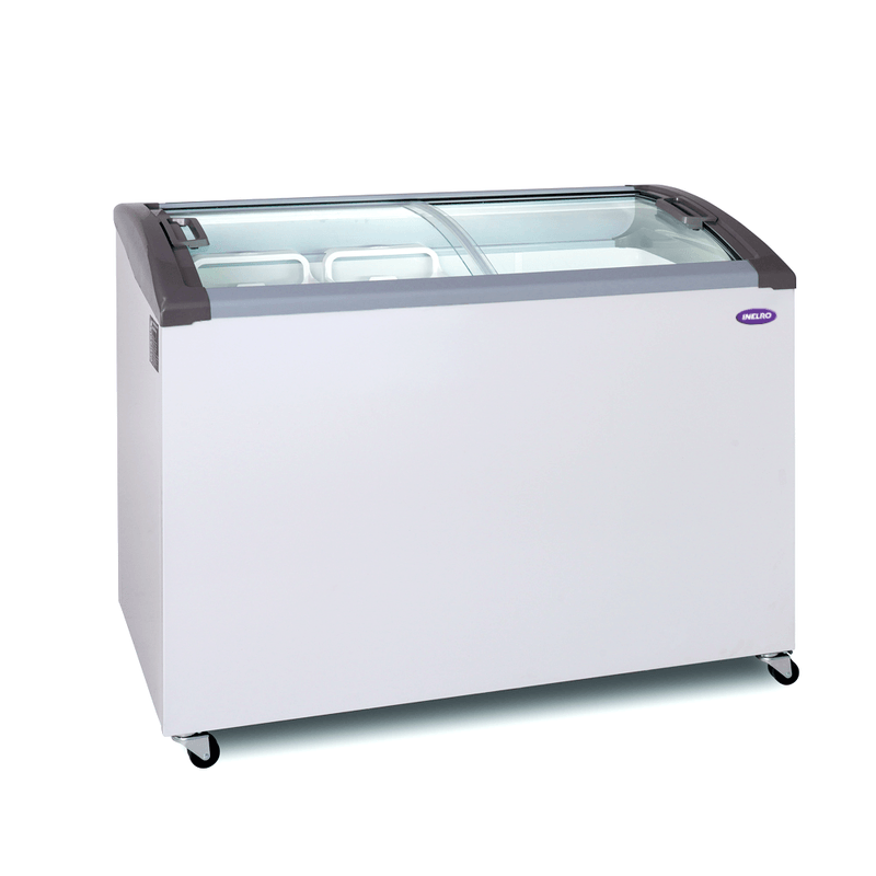 Freezer Exhibidor Inelro  horizontal 279lts FIH350 PI PLUS blanco tapa de vidrio curvo gtia 12m.
