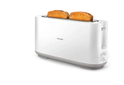 Tostadora Philips 870w. a 1030w. con 8 ajustes de tostado ranura grande gtia 6m.