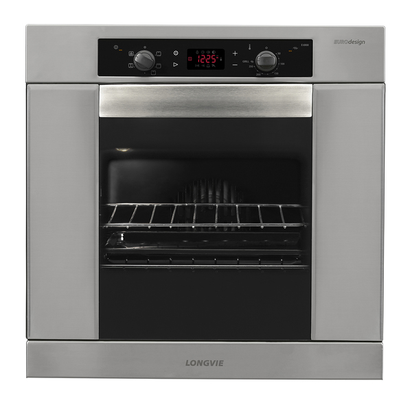 Horno electrico Longvie de empotrar 60cm inox. Display y touch. Grill. 5 funciones gtia 6m.