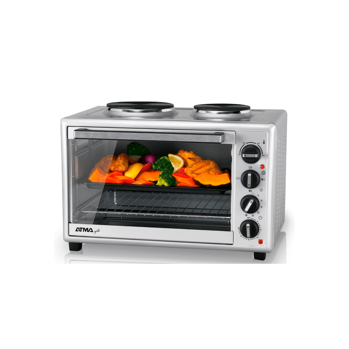 Horno electrico Atma 40lts cap. util 29lts con anafes y grill gtia 6m.