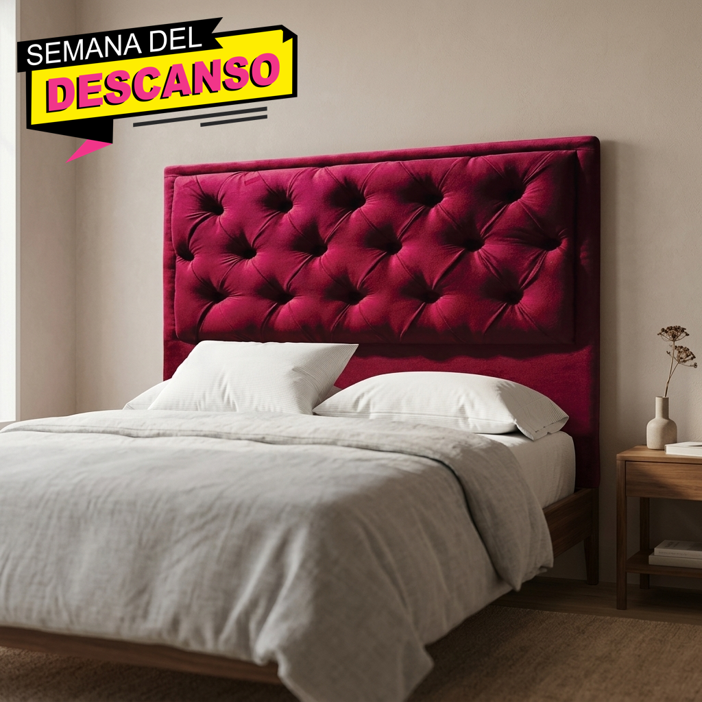 Respaldo sommier CAPITONE 80x190 rojo. bordo tela pana