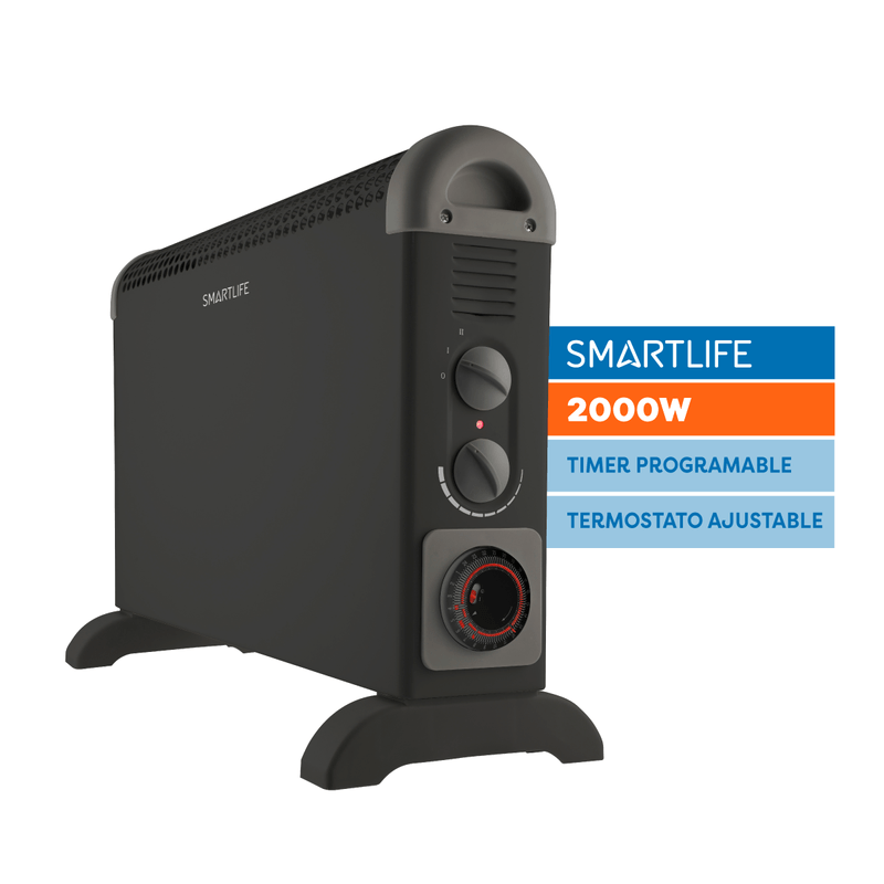 Convector aire Smartlife 2000w. negro con timer gtia 6m.