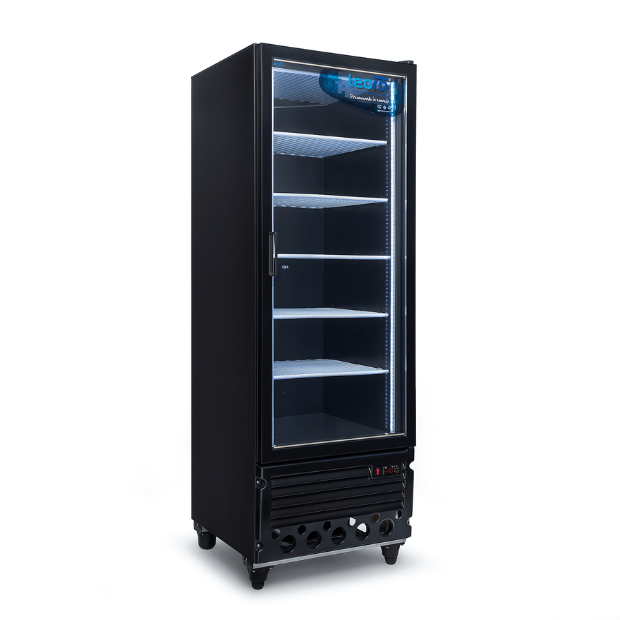 Freezer exhibidor vertical Teora baja temperatura 530lts negro 4 estantes gtia 12m.
