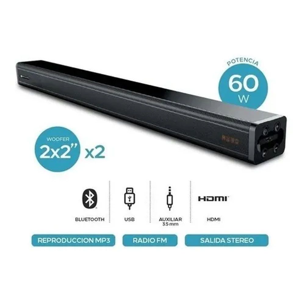 Barra de sonido 2.0 60w RMS Ken Brown gtia 6m.